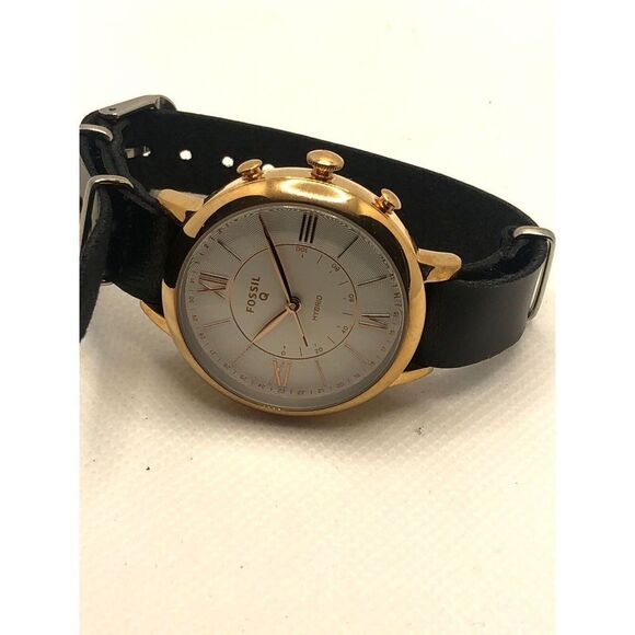 Fossil Q FTW5018 Womens Black Leather Analog White Dial Hybrid Smart Watch HK301 - Picture 5 of 9